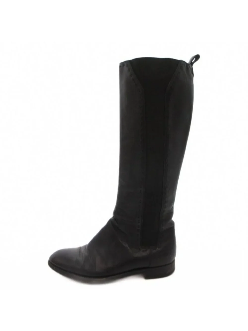 Saint Laurent Yves Side Gore Boots Long Leather 36 Black Heel - Picture 2 of 9
